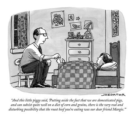 Pig Drawing - A Father Plays With His Son's Toes by Joe Dator