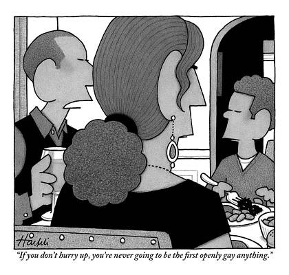 Dinner Conversation in Black and White Drawing