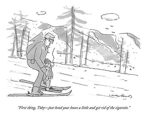 Skiing Lesson with a Twist Drawing