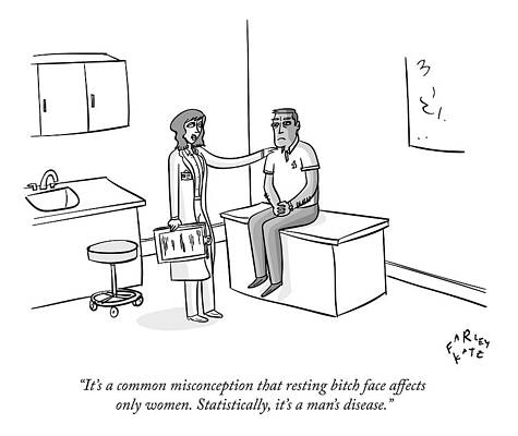 Rest Drawing - A Female Doctor Explains To A Tense Male Patient by Farley Katz