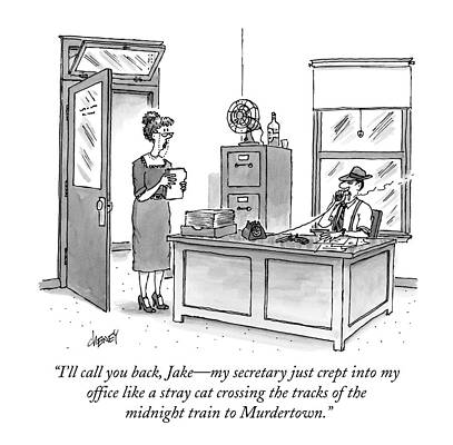 Office Detective Humor Cartoon Wall Art