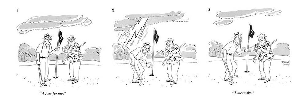 Golf Storm Comic Strip Drawing