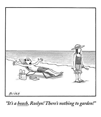 Humorous Beach Scene with Roslyn Wall Art