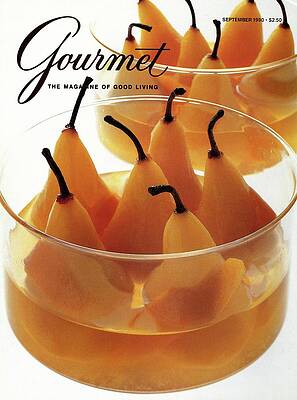 Elegant Poached Pears in Glass Bowls Wall Art