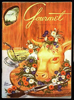 Gourmet Magazine Cover with Cow Head Photograph
