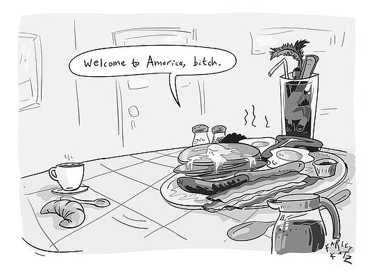 Humorous American Breakfast Scene Wall Art
