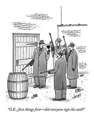 Gangsters Check Card Signing Drawing