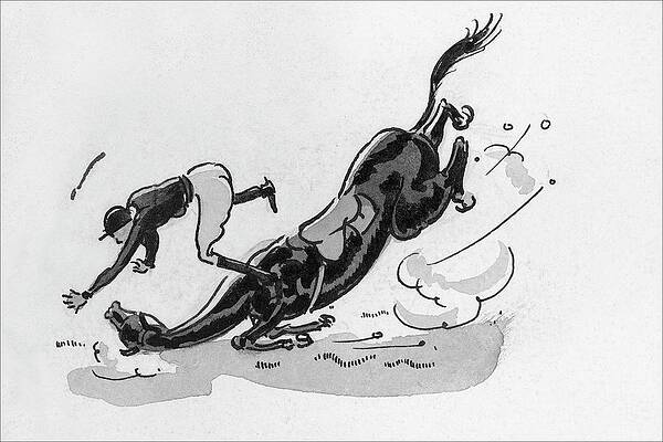 Sports Digital Art - A Horse And Jockey Falling by Jean Pages