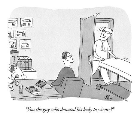 Science Drawing - A Hospital Orderly Wheels A Morgue Bed by Peter C. Vey