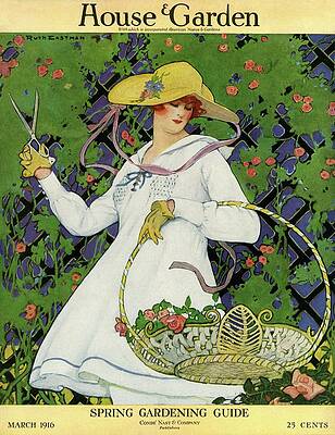 Growth Wall Art featuring the photograph A House And Garden Cover Of A Woman Gardening by Ruth Easton