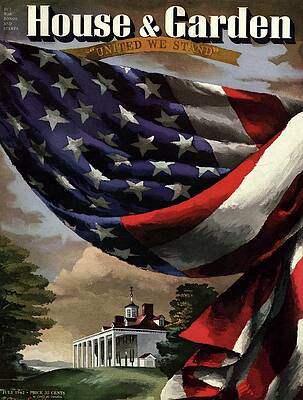 American Flag Wall Art featuring the photograph A House And Garden Cover Of An American Flag by Allen Saalburg