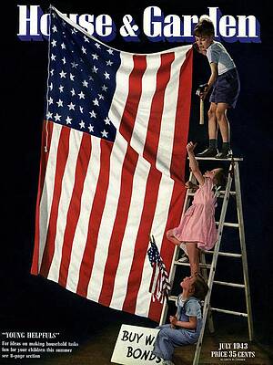 American Flag Wall Art featuring the photograph A House And Garden Cover Of Children And An by Gjon Mili