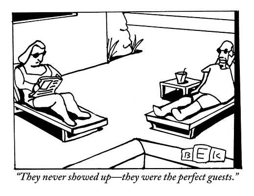 Perfect Guests in Relaxing Setting Drawing