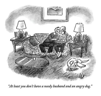 Bark Wall Art featuring the drawing A Husband Bothers His Wife With Affection by Frank Cotham