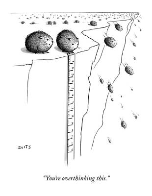 Humorous Lemmings on a Cliff Wall Art