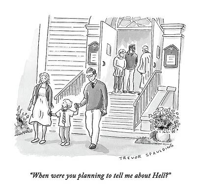 Church Wall Art featuring the drawing A Little Boy Speaks To His Parents by Trevor Spaulding