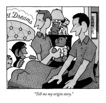 Dad Drawing - A Little Girl In Bed Speaks Delightedly by William Haefeli