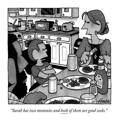 Toddler Drawing - A Little Girl Pouts While Eating Dinner by William Haefeli