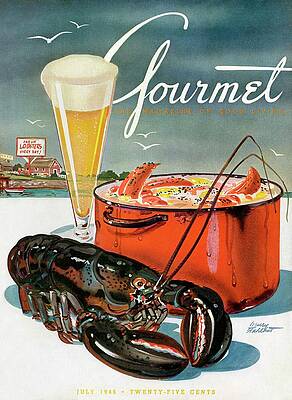 Gourmet Magazine Cover with Lobster Feast Photograph
