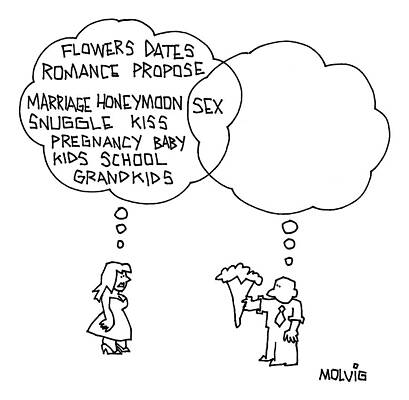 Romance Wall Art featuring the drawing A Man And A Woman by Ariel Molvig