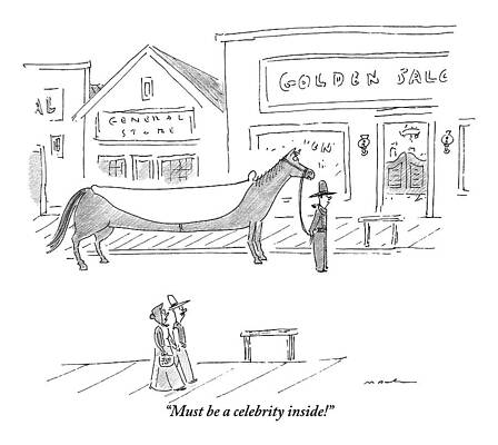 Celebrity Wall Art featuring the drawing A Man And A Woman In A Western Town Look by Michael Maslin