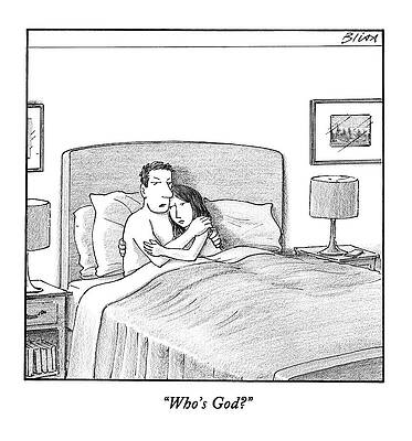 Couple in Bed with Humorous Question Wall Art