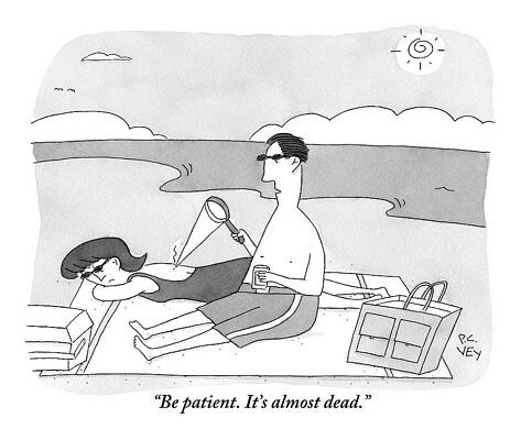 Sun Drawing - A Man At The Beach Aims A Magnifying Glass by Peter C. Vey