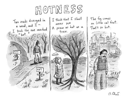 Setting Drawing - A Man Comes To A Diverging Path. A Woman by Roz Chast