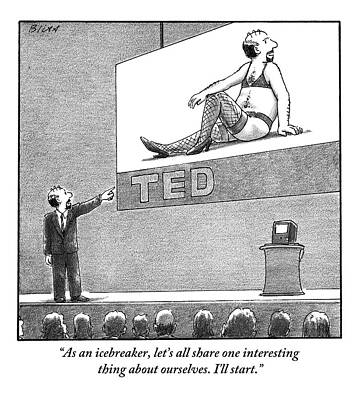 Underwear Drawing - A Man Giving A Ted Presentation Points To An by Harry Bliss