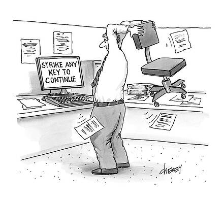 Office Worker Strikes Keyboard Wall Art