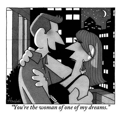 Dream Wall Art featuring the drawing A Man Is Embracing And Speaking To A Woman by William Haefeli
