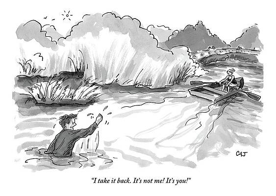 Break Wall Art featuring the drawing A Man Marooned In A Marsh Shouts by Carolita Johnson