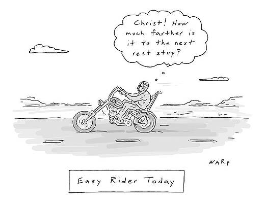 Rest Drawing - A Man On A Low Rider Motorcycle Makes His Way by Kim Warp