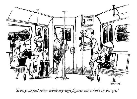 Relax Drawing - A Man On The Subway Speaks To Other Passengers by Corey Pandolph