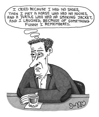 Lonely Wall Art featuring the drawing A Man Sits At A Bar With A Drink In Front by J.C.  Duffy