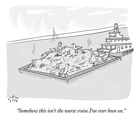 Seagull Wall Art featuring the drawing A Man Sits In A Pile Of Garbage That by Farley Katz