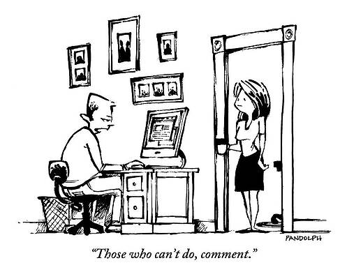 Teacher Drawing - A Man Sitting At His Computer Says To His Wife by Corey Pandolph