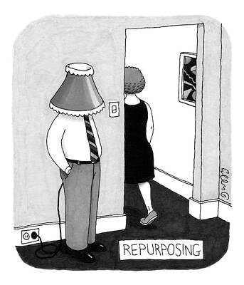 Shade Wall Art featuring the drawing A Man Stands Near The Entryway Of A Room by J.C.  Duffy