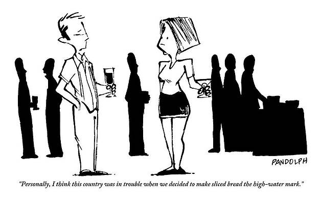 Humorous Social Gathering Cartoon Drawing