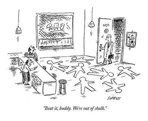 Outline Drawing - A Man Walks Into A Seedy Bar Where by David Sipress