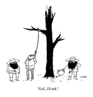 Humorous Tree Hanging Scene Drawing