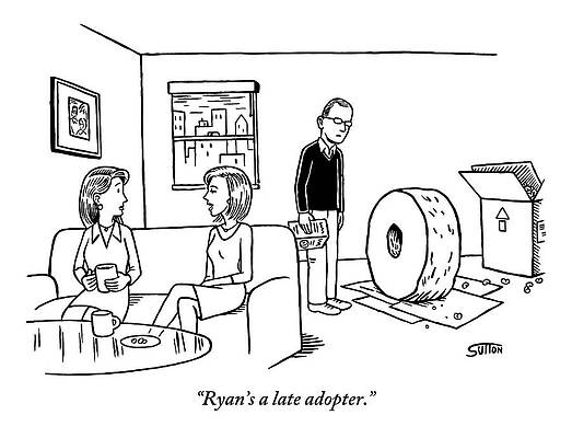 Invention Drawing - A Man Who Has Just Begun Using The Wheel by Ward Sutton