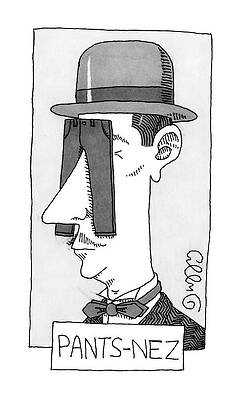 Nose Drawing - A Man's Head With Tiny Pants Hanging by J.C.  Duffy