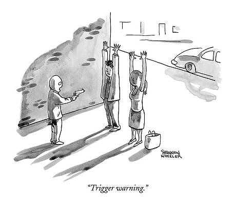 Alley Wall Art featuring the photograph A Masked Gunman Points A Gun At A Couple Who by Shannon Wheeler