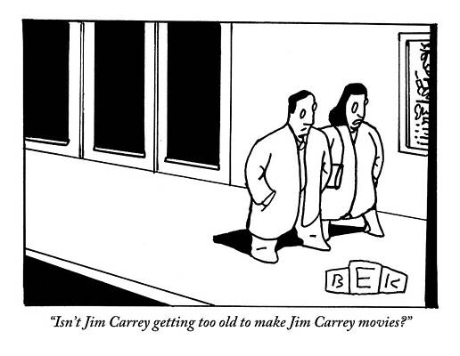 Hollywood Wall Art featuring the drawing A Middle-aged Couple Walk Down The Street by Bruce Eric Kaplan