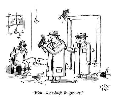 Shoot Wall Art featuring the drawing A Mobster Is About To Shoot A Tied Up Hostage But by Farley Katz