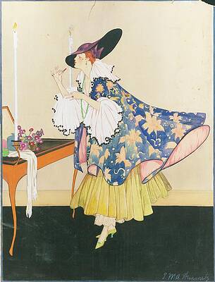 Red Digital Art - A Model Applying Lipstick by E.M.A. Steinmetz