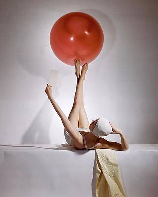 Elegant Pose with Red Balloon Wall Art
