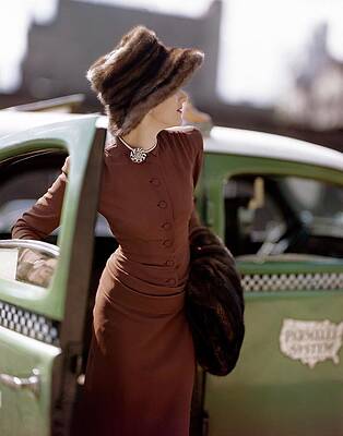 Fashion Model Exiting a Taxi Wall Art