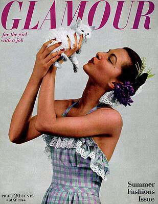 Glamorous Woman with Kitten Wall Art